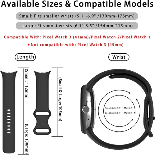 Vista 6 de Correa Compatible con Google Pixel Watch 1/2/3/4 (41mm), Pulsera de Reemplazo de Silicona Suave Deportiva para Google Pixel Watch 41mm Blanco