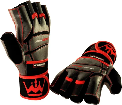 Vista 5 de Guantes de levantamiento de pesas para gimnasio, fitness, fisicoculturismo, guantes de entrenamiento cruzado de cuero Dominator Crossfit, con correa