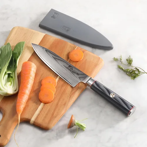 Vista 5 de Cangshan YARI Series 501219 - Cuchillo de chef de 6 pulgadas con funda, acero de Damasco X-7