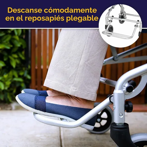 Vista 6 de Silla de ruedas plegable con bolsa de transporte Drive Medical, súper liviana, azul