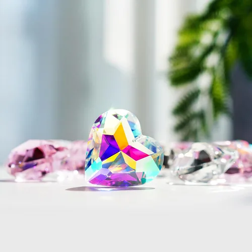 Vista 4 de H&D HYALINE & DORA 50mm Geometría Cristal Corazón Atrapasueños Prismas Colgantes con Prisma de Vidrio Fabricante de Arcoíris para Ventanas, Balcón