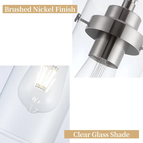 Vista 2 de Lámpara colgante, luces de cocina colgantes de techo, accesorios de iluminación de cocina con acabado de níquel cepillado, iluminación colgante