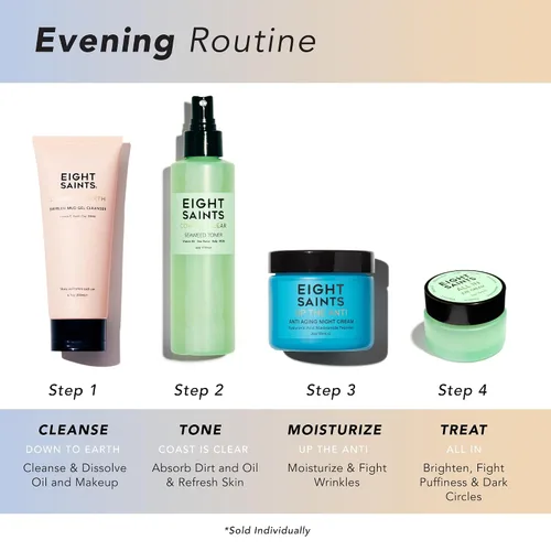 Vista 4 de Eight Saints Skin Care Up the Night Cream Crema hidratante facial para reducir líneas finas y arrugas, crema antienvejecimiento natural y orgánica