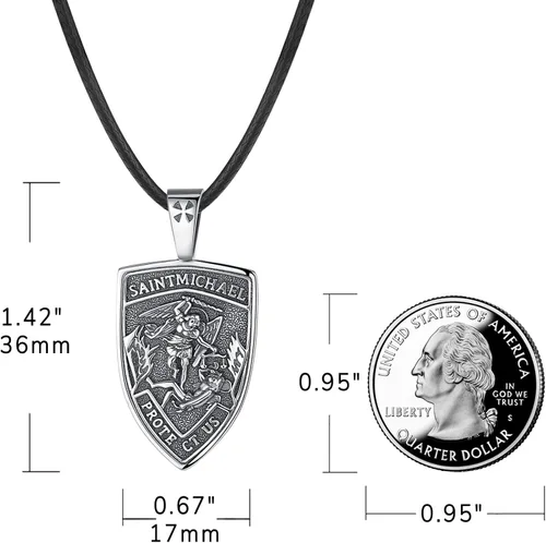 Vista 3 de Eusense Collar con colgante de San MiguelSan CristóbalSan BenitoSan JudaVirgen María MilagrosaCrucifijo de JesúsSan JoséSan Antonio para hombres