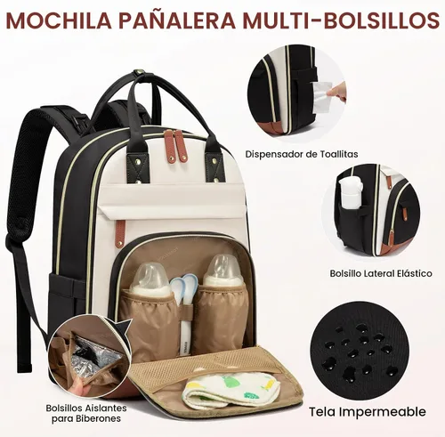 Vista 3 de LOVEVOOK mochila de pañales de gran capacidad