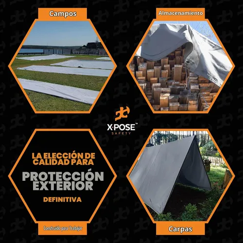 Vista 2 de Xpose Safety Lona protectora de polietileno plateado resistente de 5 x 7 pies - Funda protectora multiusos - Duradera, resistente al agua
