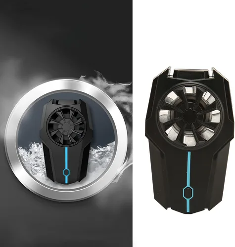 Vista 8 de Phone Cooling Fan Mobile Game Radiator with 3 Speed Wind, 500mAh Battery Super Silent, Spring Clamp Universal Fit for Gaming