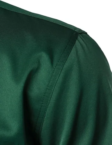 Vista 5 de ZEROYAA Camisa de vestir casual de manga corta con botones y bolsillo para hombre