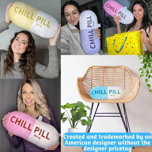 Vista 2 de Chill Pill Pillow – Almohada cervical para el cuello, divertida almohada relajante para el aula de esquina imprescindible para el aula, dormitorio