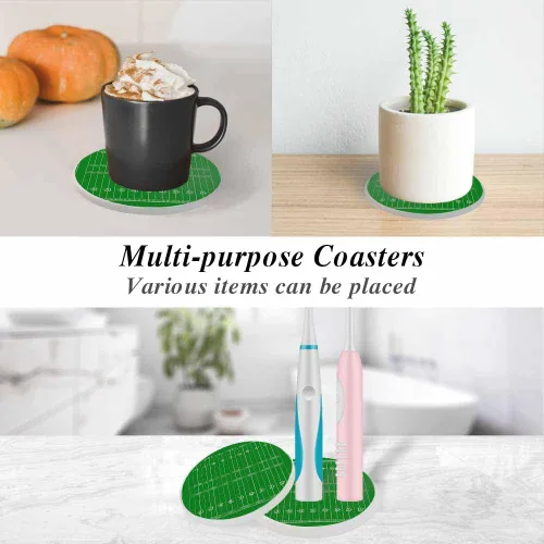 Vista 6 de Posavasos de campo de fútbol americano para bebidas, posavasos para mesa de cerámica, con base de corcho para decoración del hogar, 2
