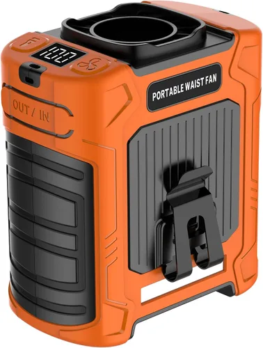 Vista 16 de Ventilador de cintura portátil – Batería de 6000 mAh, 3 velocidades, flujo de aire fuerte, hasta 16 horas de tiempo de trabajo, ventilador portátil