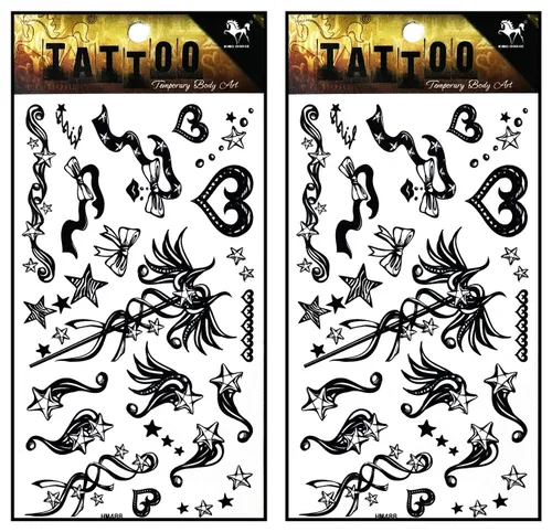 Vista 7 de Tatuajes de 2 hojas de hermosas flores de rosa morada, ancla de paloma, tatuajes temporales, calcomanías de tatuajes falsos para cuerpo, brazo