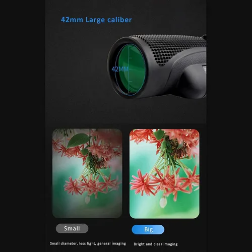 Vista 4 de Telescopio monocular de alta potencia de 12 x 50, zoom ajustable, impermeable, monocular óptico con adaptador para teléfono inteligente, trípode