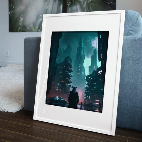 Vista 3 de My Vinyl Story Póster impreso de Ciudad Cyber Punk City para decoración de pared, arte de pared moderno, decoración estética, impresiones de 16 x 20