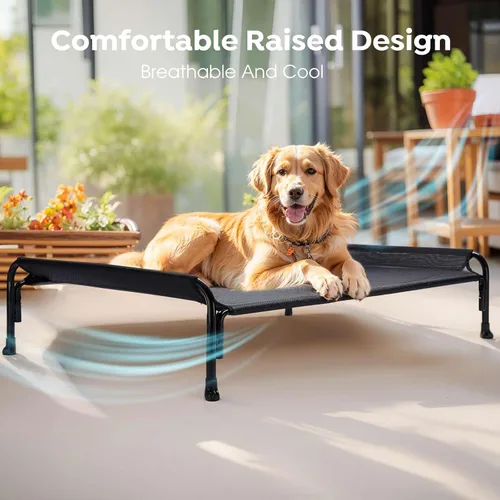Vista 3 de Veehoo Cama Elevada para Perros al Aire Libre, Cuna Elevada para Perros Grandes, Cama de Hamaca para Mascotas Enfriable Lavable Impermeable