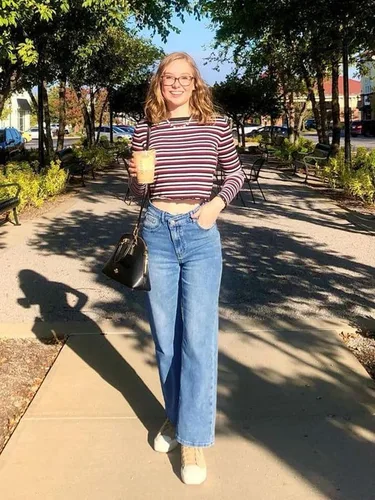 Vista 2 de Genleck Jeans de pierna ancha para mujer Jeans cruzados de cintura alta elásticos estilo boyfriend jeans entrecruzados Y2K 90s