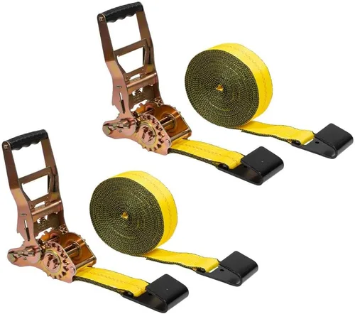 Vista 14 de Mytee Products Correas de trinquete de gancho plano de 4 pulgadas, correas de amarre de trinquete resistentes de 4 x 20 pies con ganchos planos