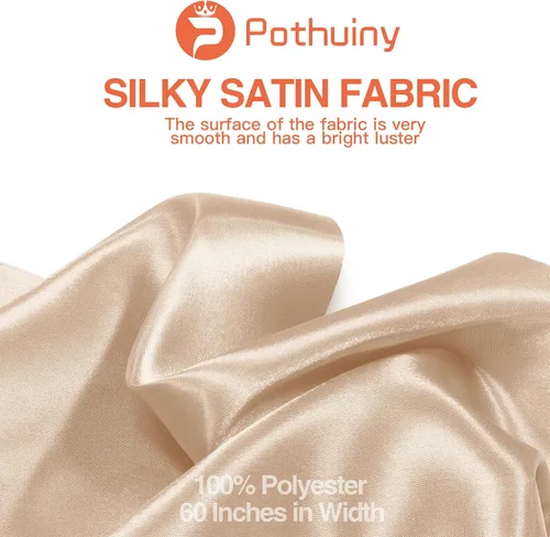 Vista 4 de P Pothuiny The Yard, tela de satén beige de 55 pulgadas de ancho, tela de satén Charmeuse sedosa para decoración de vestidos de novia de boda