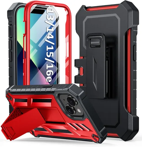 Vista 12 de SOiOS - Funda para iPhone 13, 14 y 15, con protector de pantalla integrado, color negro