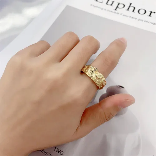 Vista 2 de OIDIMS Anillo de media cara Venus en tono dorado vintage para mujeres y hombres, hip hop, punk, banda abierta personalizada para nudillos, anillos