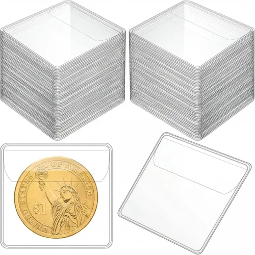 Vista 8 de Eaasty 150 fundas individuales de plástico transparente de 2.2 x 2.2 pulgadas para coleccionistas, fundas de plástico transparente
