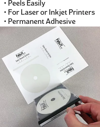 Vista 2 de Etiqueta imprimible para CD/DVD Compatible con discos estándar Cantidad de 20 discos, 40 lomo 10 hojas en total Blanco mate permanente