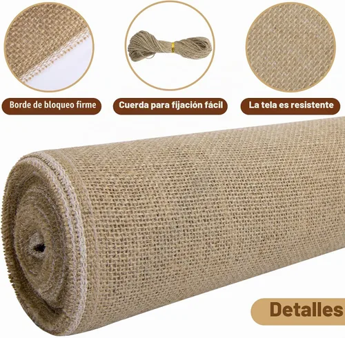 Vista 3 de Rollos de arpillera natural de 15.7 x 19.7 pies, protector de tronco