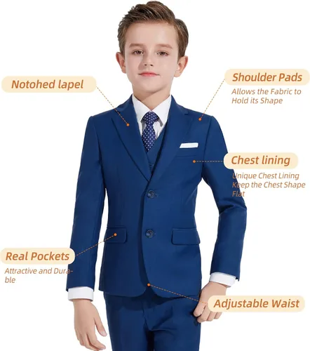 Vista 4 de Plavict Traje formal para niños, ajustado, para llevar anillos de boda, con cintura ajustable