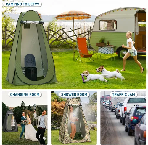 Vista 7 de Portable Camping Toilet with Pop-Up Privacy Tent, 12-inch Toilet Seat, Outdoor Portable Folding Toilet Potty for Adults Load Capacity of 400 Lbs