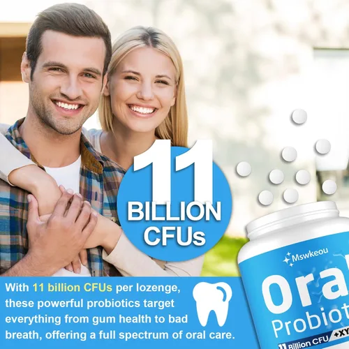 Vista 5 de Probióticos orales para boca mal aliento para adultos, 11 mil millones de UFC, los mejores probióticos dentales orales para dientes y encías