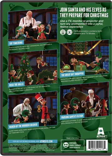 Vista 2 de AtmosFX Santa's Workshop Digital Decoraciones DVD para decoración de proyección de vacaciones de Navidad