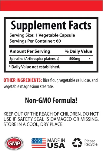 Vista 5 de SPIRULINA Cápsulas – Energía natural, espirulina en polvo orgánico, nutrición limpia, cápsulas de suplemento de espirulina, apoyo inmunológico