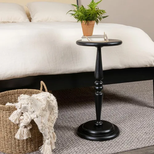 Vista 2 de Creative Co-Op Bishop - Mesa auxiliar de cóctel con pedestal, color negro