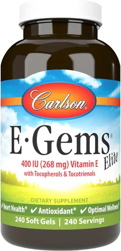 Vista 8 de Carlson - E-Gems 400 UI (268 mg), vitamina E de origen natural, bienestar óptimo, 140 geles blandos