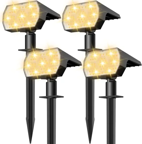 Vista 10 de NYMPHY Luces solares para exteriores, impermeables, IP68, 56 LED, 3 modos de iluminación, funciona con energía solar, luces solares para paisaje