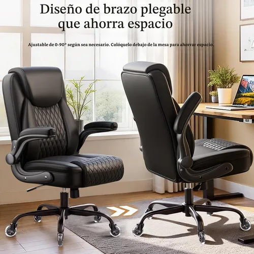 Vista 6 de COMHOMA Silla de oficina con respaldo medio, silla de escritorio ergonómica de poliuretano con brazos abatibles, juegos de computadora pequeños
