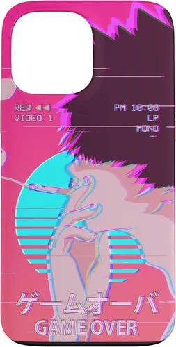 Vista 24 de Funda retro para iPhone 16 Vaporwave Aesthetic Emo Anime Boy Sad Game Over Lofi