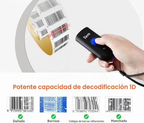Vista 7 de Escáner de código de barras Tera inalámbrico portátil: mini lector de bolsillo láser 1D, 1100L