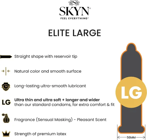 Vista 6 de SKYN Excitation - Condones lubricados de 12 unidades y preservativos SKYN Elite grandes sin látex de 12