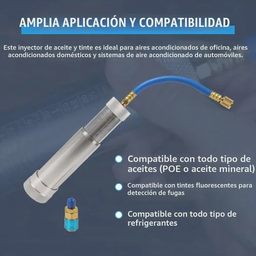 Vista 6 de CMTOOL Herramienta inyector de aceite y tinte de CA con escala, kit de inyector de aceite para compresor R134A, kit de aire acondicionado