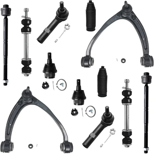 Vista 110 de Detroit Axle – 12 brazos de control superiores e inferiores delanteros con rótulas, barras de unión exteriores e interiores con topes, barras