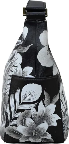 Vista 3 de Anuschka Bolso de mano de cuero genuino para mujer Hobo clásico con bolsillo lateral