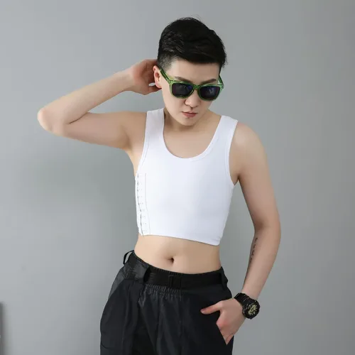 Vista 2 de BaronHong Carpeta de pecho de malla elástica transpirable para Tomboy Trans Lesbian, Negro