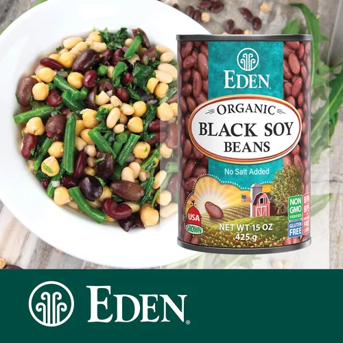Vista 6 de Eden Soja negra orgánica, lata de 15 onzas (paquete de 12), proteína completa, sin sal, sin OMG, sin gluten, vegano, Kosher, cultivado en Estados