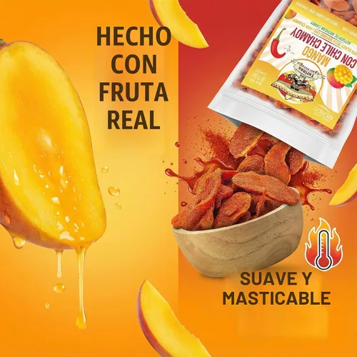 Vista 7 de Chili Chamoy Mango Rebanadas 16oz - Dulce mexicano a granel Dulce Picante Fruta Seca