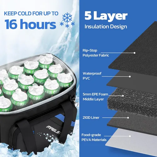 Vista 3 de Maelstrom 30 Can Collapsible Soft Cooler Bag with Quick Access Opening 5-layer Insulation,16h Cold, Leakproof, Waterproof, Multiple Pockets