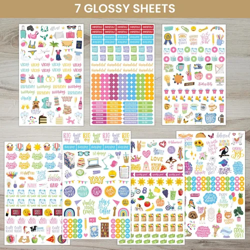 Vista 2 de Bloom Daily Planners Hojas de Calcomanías para Planificador Clásico Recientemente Mejoradas - Paquete Variado de Calcomanías para Decorar