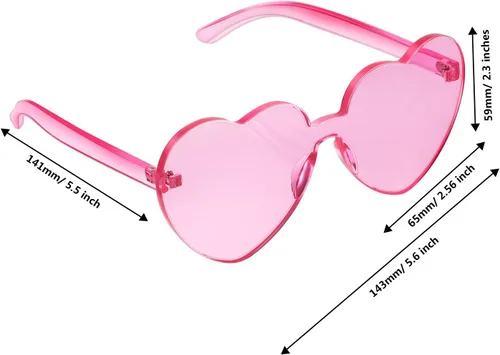 Vista 2 de Maxdot - Lentes de sol transparentes sin marco con forma de corazón para fiestas