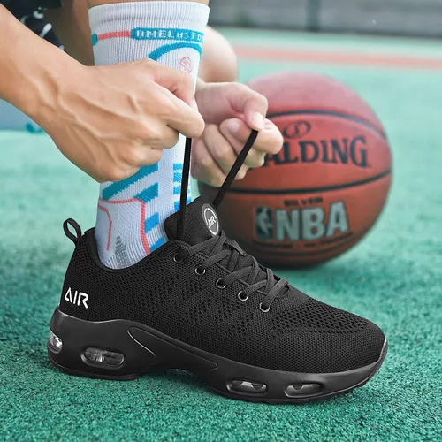 Vista 6 de Tenis de correr para hombre, tenis atléticos, para caminar, transpirables, antideslizantes, con cordones, zapatos deportivos para fitness, trotar