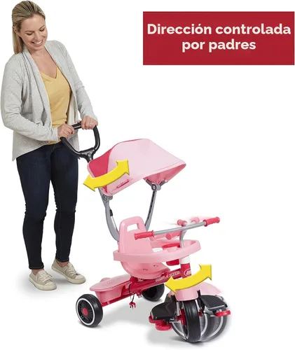Vista 4 de Radio Flyer 4-in-1 Pedal & Push Stroll ’N Trike, Ages 1-5, UV Canopy, Pink Rosa